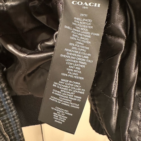 Coach 1941 Plaid Wool Bomber Jacket W/ Removable real shearling collar - Picture 8 of 10